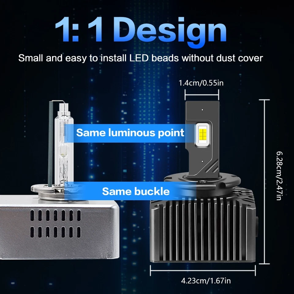 D5R D5S LED Headlight Bulbs HID Replace For Audi Q7 2017-2019 2021 2023 2024 - Image 4 of 4