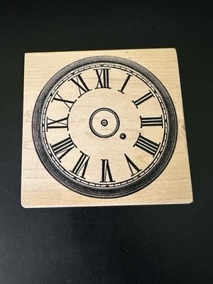 Vintage Clock Face Wood Mount Stamp Magenta Canada Steampunk Watch Paper Craft