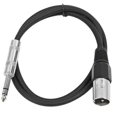Black 2' XLR Male to TRS Patch Cable