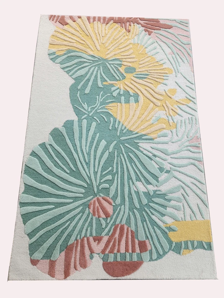 Modern Coastal Fish Celestial Blue Hand-Tufted 100% Wool Soft Area Rug Carpet - Image 2 of 4