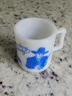 Vintage 1950s Blue Hopalong Cassidy Cup Hazel Atlas White Milk Glass - See Pics