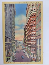 East 6th St, The Grand Canyon of Cleveland, Ohio.  Vintage Linen Postcard