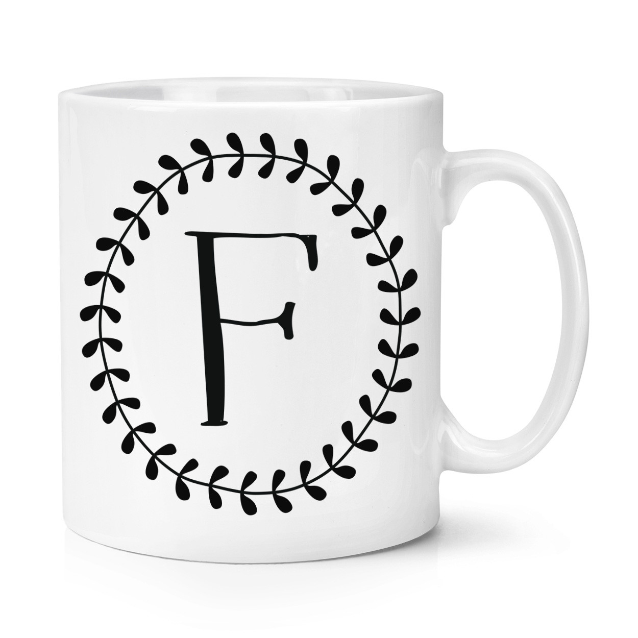 Letter F Floral Wreath Alphabet 10oz Mug Cup - Flowers