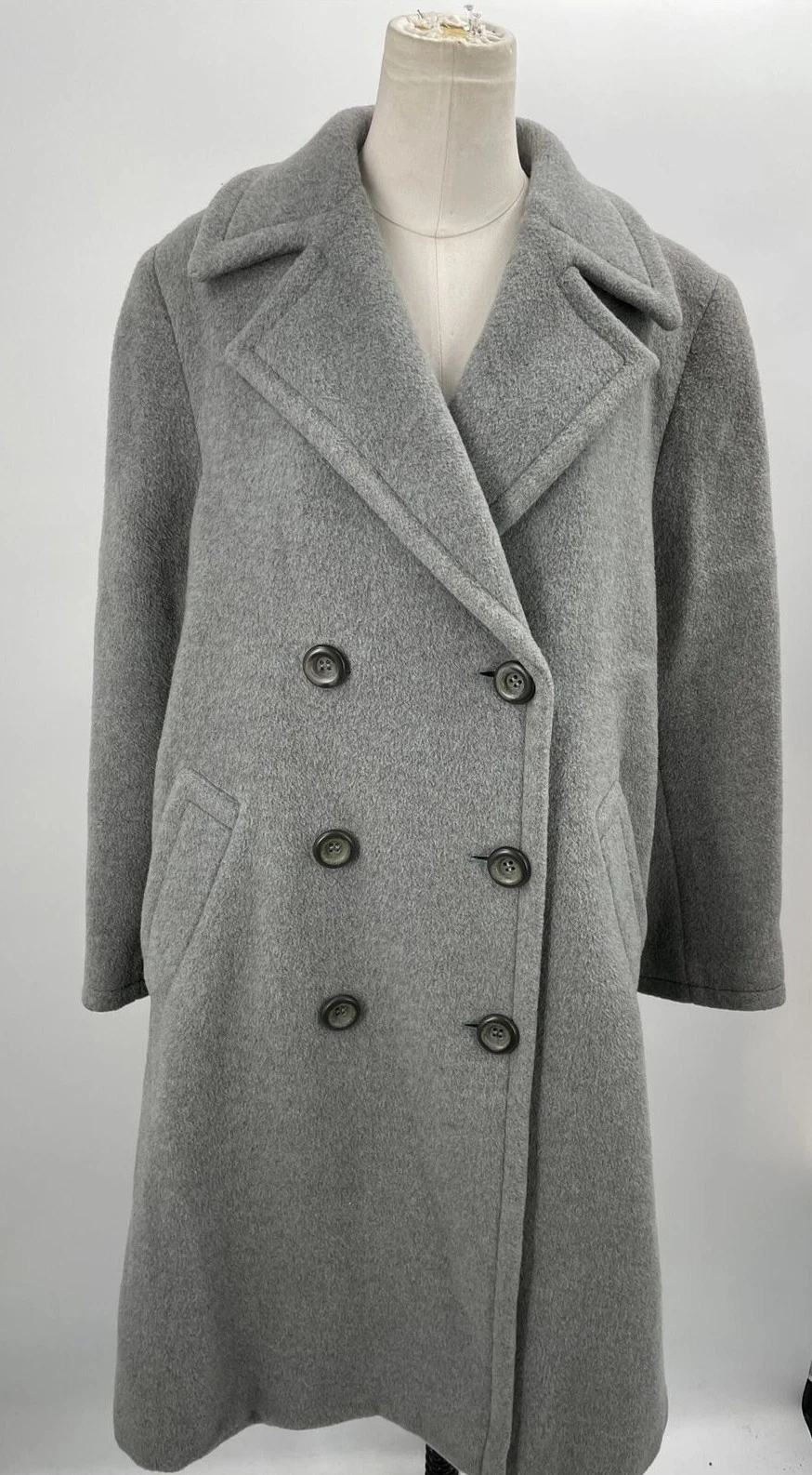 CAPPOTTO VALENTINO GARAVANI Miss V donna misto lana grigio doppio seno taglia 6