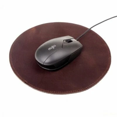 Leder-Mauspad - rundes Mouse pad aus echtem Leder Lederunterlage im Vintage-Look