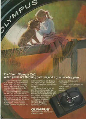 1983 Olympus XA2 35mm Camera vintage print ad 80's Photography