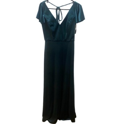 After Six Flutter Sleeve Velvet Maxi Dress With Pockets - 1540 - Blue - 6