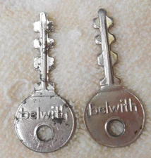 Lot of 2 Original Belwith Flat Stamped Double Sided Aluminum Door Lock Keys No #