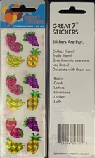 12 packages of Prismatic Fruit Stickers, "Great 7" Sticker Designs, PPZ5102
