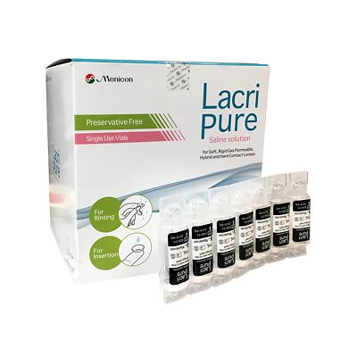 LacriPure Saline Lens Solution for Lens Rinse & Insertion 98 Vials 5ml