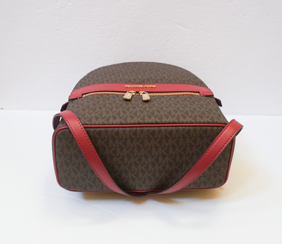 Michael Kors Kenly Abbey Backpack - Brown/Berry MICHAEL KORS KENLY MEDIUM BACKPACK PVC LEATHER MK BROWN  main image 4