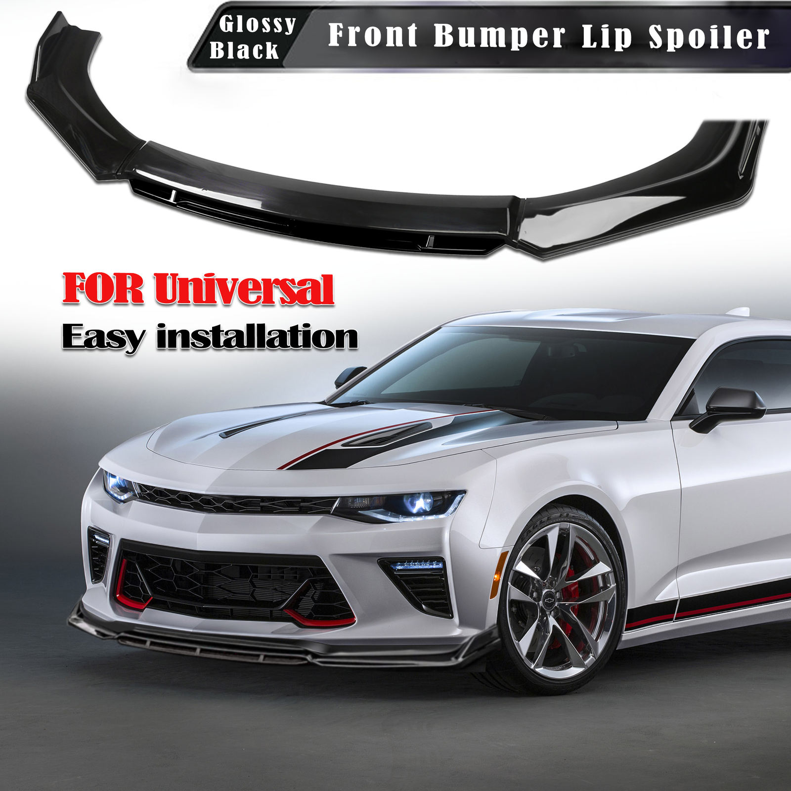 For Chevy Camaro SS Universal Front Bumper Lip Spoiler Splitter Diffuser Black