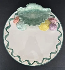 Cali Seashell Chips And Dip Majorca Style 3D Platter Rare 13.75” Diameter Unique
