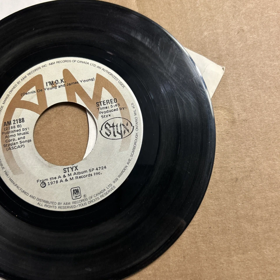 STYX Babe/I Am Ok 1978 A&M Records 45 - Image 4 of 4