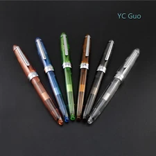 6X Jinhao 992 Transparent Fountain Pen Screw Cap Hooded Extra Fine Nib 