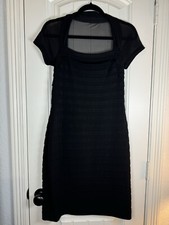 Maggy London Illusion Square Neck Mesh PanelTiered Dress - Size 4