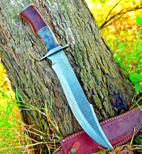 Bowie Kinfe Custom made Hand Forge Damascus Steel Hunting Survival Hiking 2914