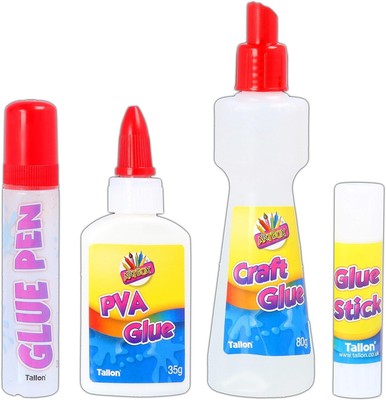 4X Craft Klebstoffe Set sicher & ungiftig PVA/Wasserbasis/Stick Kinder Kunst & Handwerk