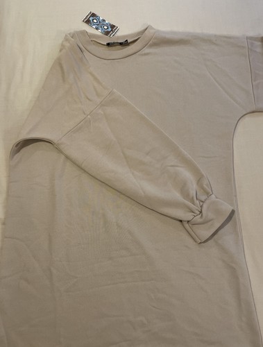 Boohoo Jumper Sweatshirt SIZE 12 UK Nude Beige Cuff Design - Picture 2 of 9
