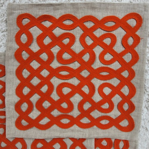 Dwell Studio Labyrinth Persimmon Kissenbezug 18"x18" Leinen Wollmischung 4er Set