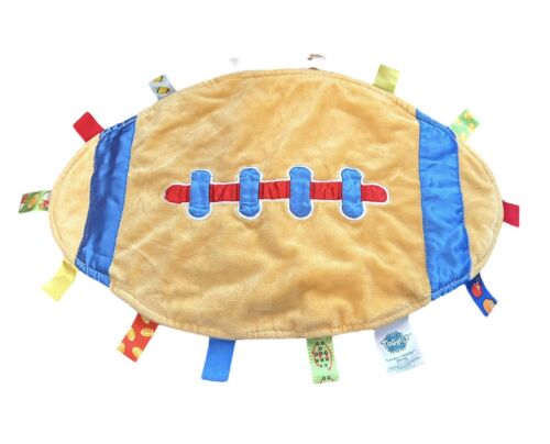 Touchdown Taggies Blanket Baby Lovey Football Sports Ball 17" x 10.5" Satin Tags - Picture 1 of 6