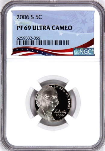 2006 S Proof Jefferson Nickel Graded PF69UC NGC OSR Sales Patriotic Label