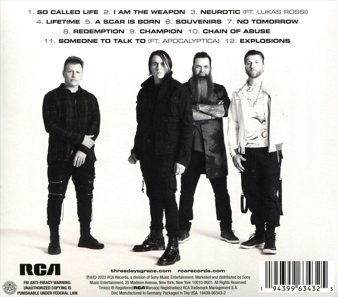 Three Days Grace Explosions Album CD Rock Music