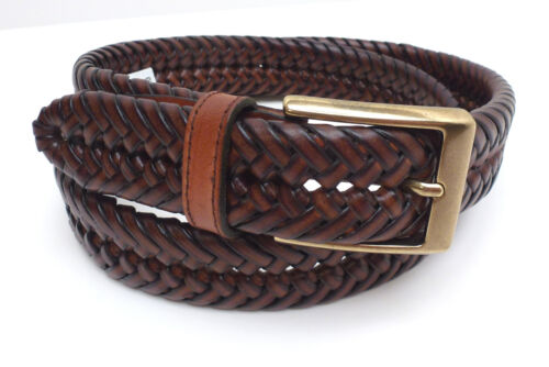 DOCKERS Men's Belt *Brown(Tan) Braided Leather w/Gold Tone Buckle Various Sz New - Picture 1 of 5