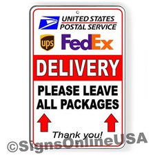 Please Leave All Packages Here Arrows Up Delivery Driver Instructions Sign
