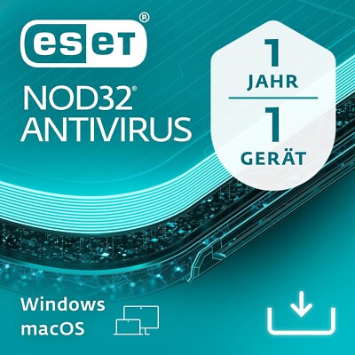 ESET NOD32 Antivirus 2026  1 Gerät  1 Jahr  Windows  11, 10, 8 und 7 und Mac