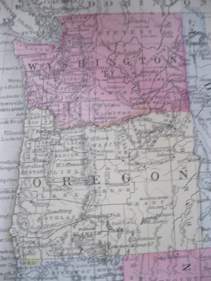 Mapa Mitchell Original 1886 Costa Oeste dos EUA CA, OR, NV e Territórios de WA,ID,UT,AZ - Imagem 4 de 4