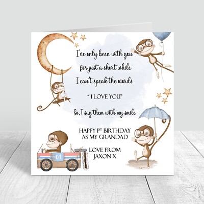 Personalisierte Karte Happy 1st Birthday As My Grandad, Opa Geburtstagskarte, 1121