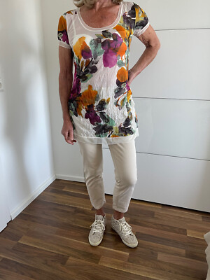 Florale Longbluse,Quinze heures Paris, Taille 2, Kurzarm, mehrfarbig