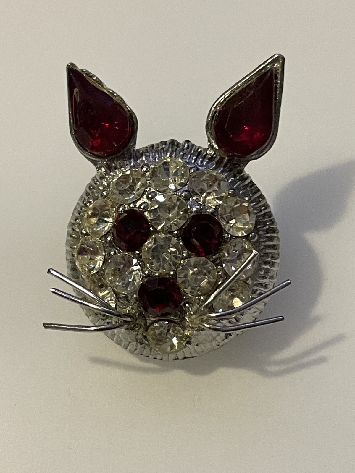 Vintage Unsigned WARNER Ruby Red & Clear Rhinesto… - image 1