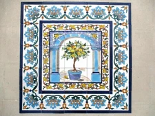 Hand painted Ceramic tile art panel Mosaic mural Backsplash Lemon Tree
