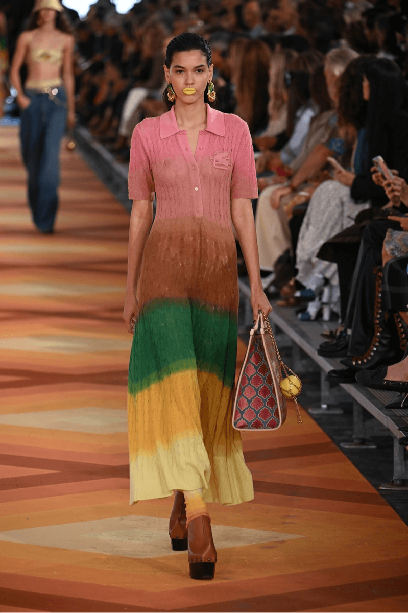 ETRO Ombre Stripe Cable Knit Wool Sweater Dress