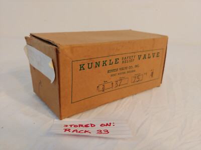 KUNKLE #137 SAFETY RELIEF VALVE, SET AT 75 PSI 