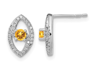 1/5 Karat (ctw) Citrin Ohrhänger 14K Weißgold mit Diamanten