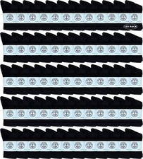 120 PK Yacht  Smith Kids Premium Cotton Crew Socks Black 6-8 - Boys