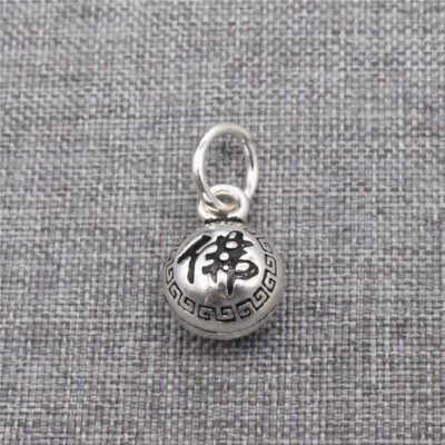 Sterlingsilber Buddha Glocke Charms 2-seitig f��r Halskette Armband