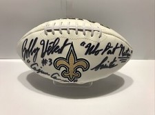 Bobby Hebert Signed New Orleans Saints White Football Cajun Cannon  #3 JSA COA