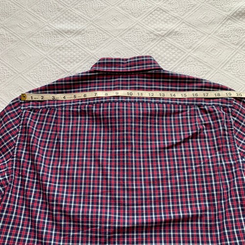 J Crew Tailored Fit Button Down Mens Shirt Large Pink Blue Plaid 100% Cotton - Picture 4 of 8