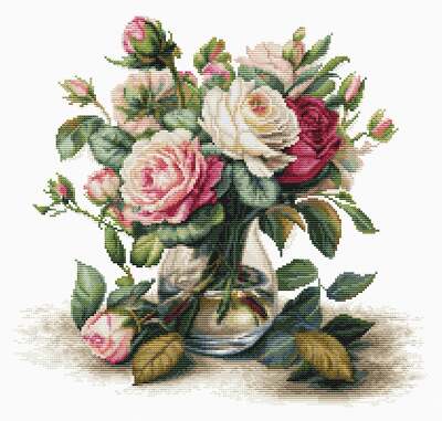 Vase with Roses B7026L Luca-S Counted Cross-Stitch Kit