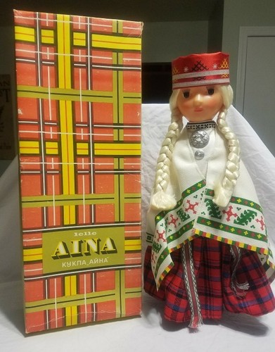 lelle aina doll latvian baiba 16" ussr soviet era rare box--euc