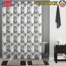 15-Piece Brown Botanical Vines Bath Set Shower Curtain Rugs Rollerball Hooks New