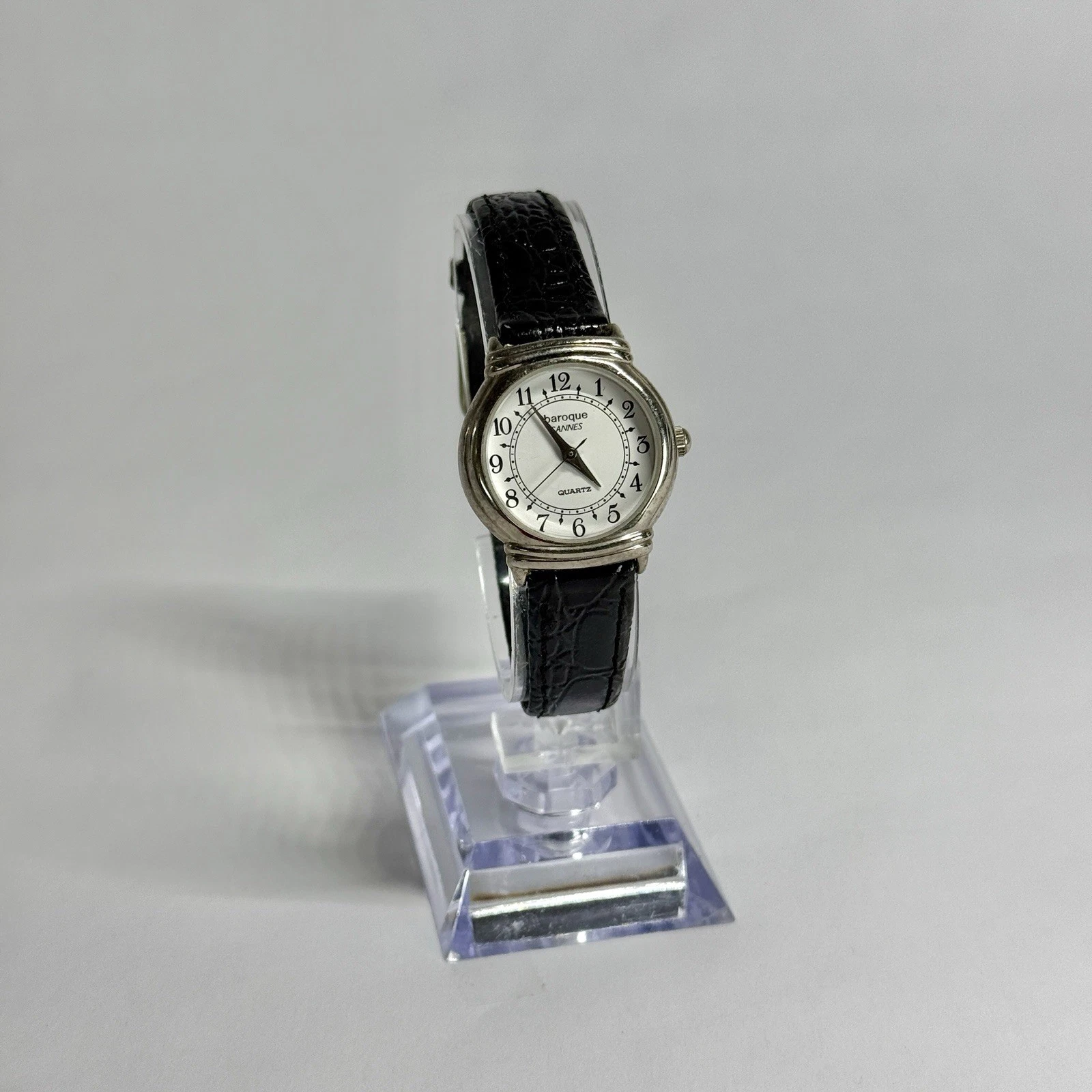 CANNES Baroque Analog Quartz Silver Tone Women Vintage Watch W664 *WORKING