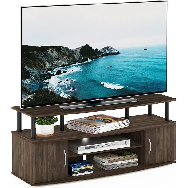 W/ Open Shelves Side Cabinets Living Room Storage New