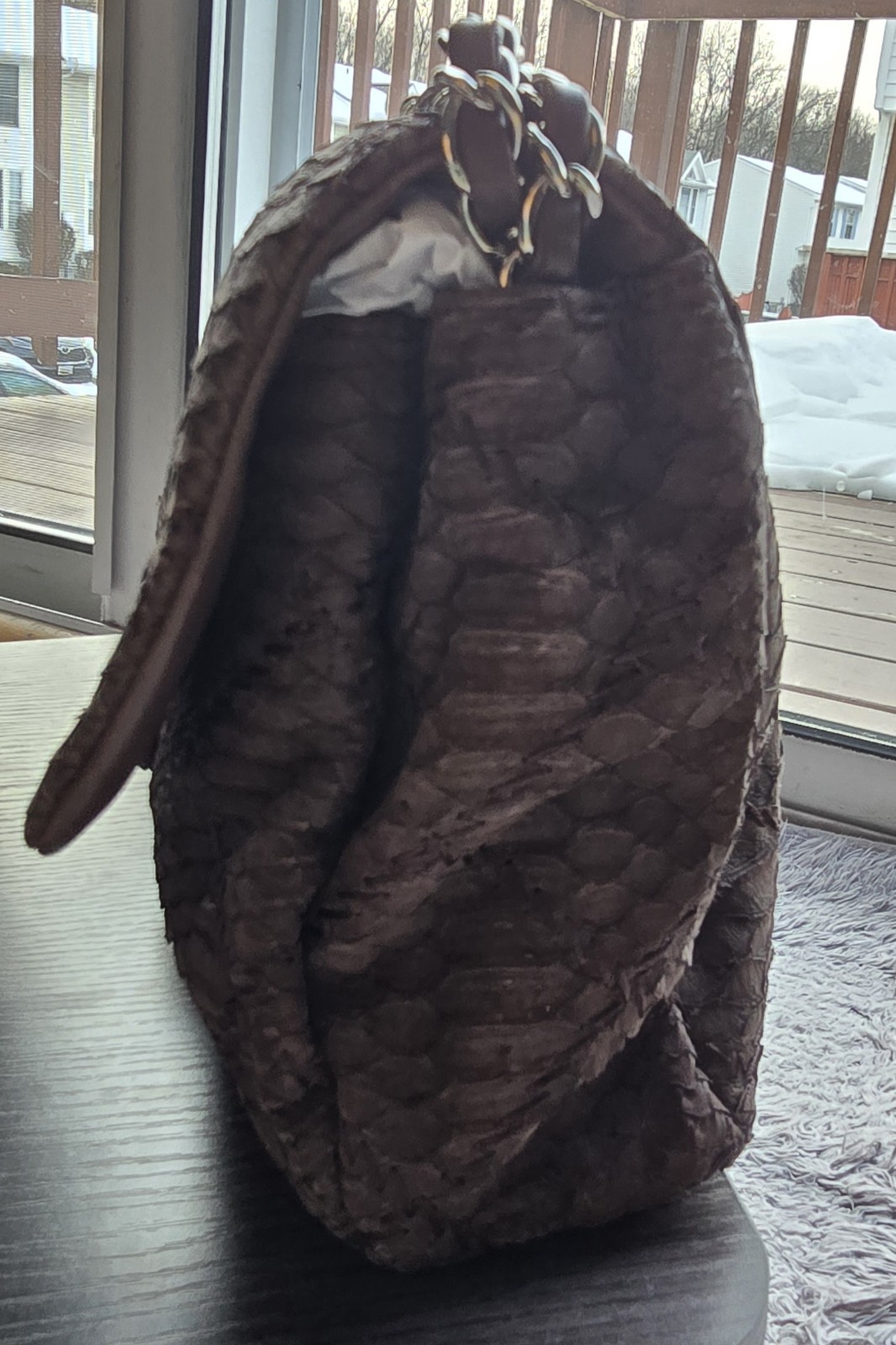 Chanel Python Brown Handbag Single Flap - image 4