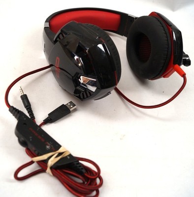 Alpha Elite PGHAERED Gaming Headset Press Play Wired LED Black Red WORKING F133