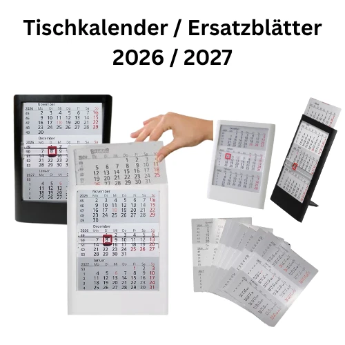 Tischkalender / Ersatzkalendarium 2026/2027 Stehkalender weiß Aufstellkalender